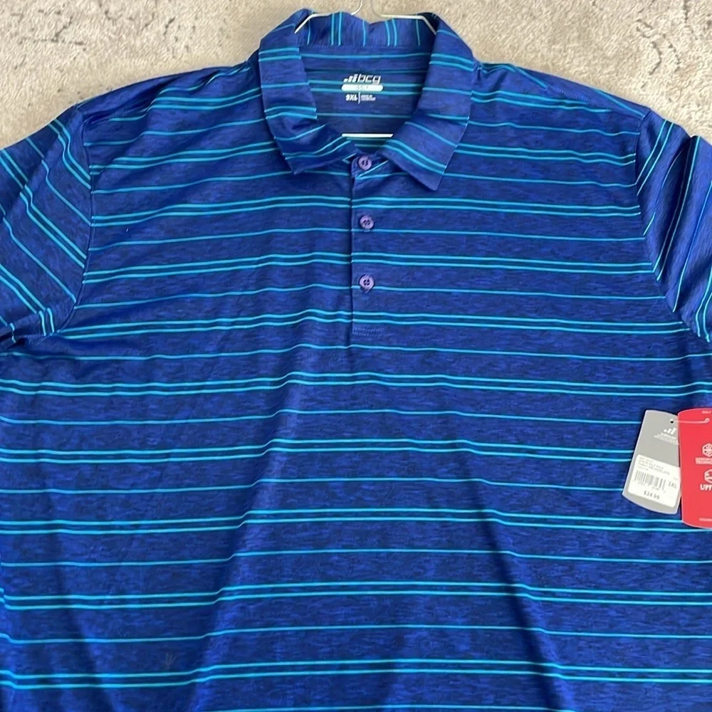 bcg Golf Blue Striped Polo Shirt Classic Design